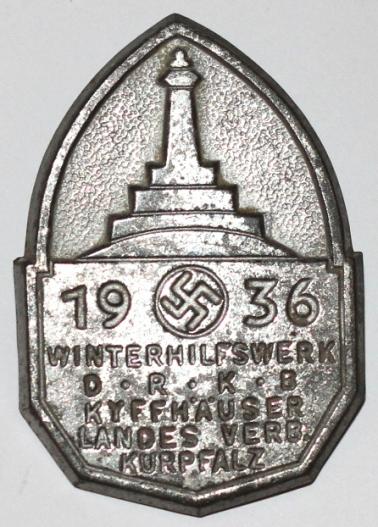 GERMAN 3RD REICH D.R.K.B. 1936 KYFEHAUSER KURPFALZ DAY BADGE