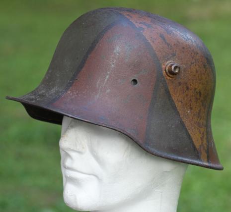 WW1 STAHLHELM CAMO HELMET - RARE MAKER- NAMED