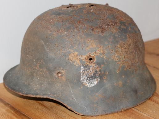 STALINGRAD FOUND M35 GERMAN HEER HELMET- BATTLE DAMAGED