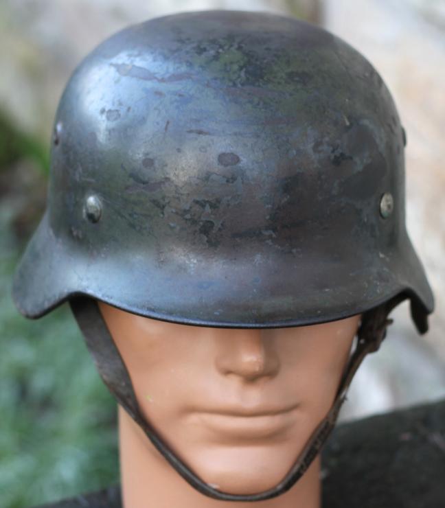 M35 D/D LUFTWAFFE HELMET - FLAK BTN. - NORMANDY CAMO