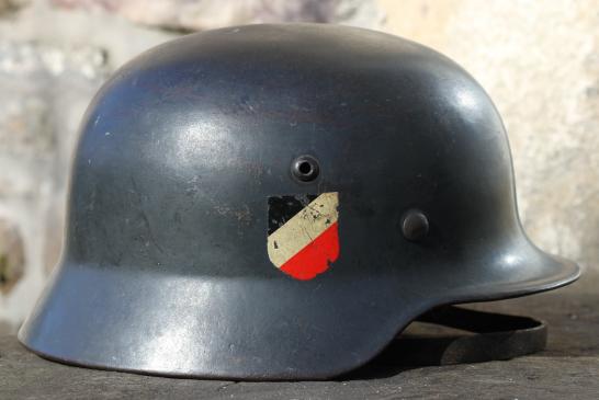 GERMAN M35 DOUBLE DECAL LUFTWAFFE HELMET - EARLY DROOP TAIL EAGLE