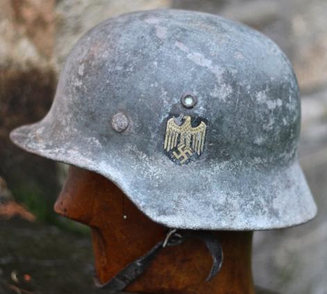 GERMAN WW2 ARMY M40 WHITE WASH CAMO HELMET