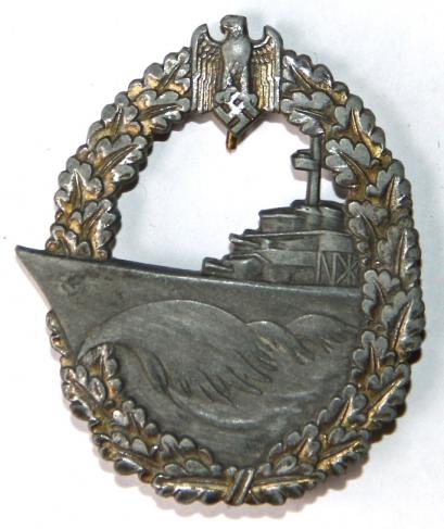 WW2 GERMAN KREIGSMARINE DESTROYER BADGE/AWARD BY JFS