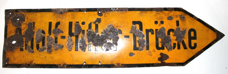 ADOLF HITLER BRIDGE KOBLENZ ENAMEL SIGN - LARGE