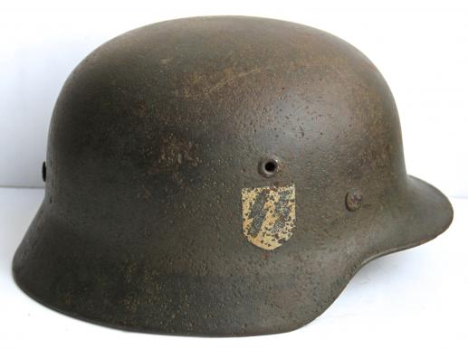 RUSSIAN FRONT GERMAN WW2 M40 SS HELMET - 