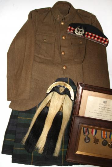 WW1, 9TH BTN. GORDON HLDRS. UNIFORM & MEDALS - MM WINNER, M.I.D.