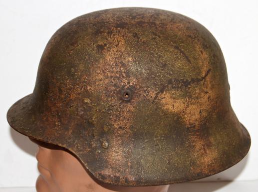 WW2 GERMAN M42 COMBAT HELMET - ITALIAN CAMPAIGN ZIMMERIT CAMO