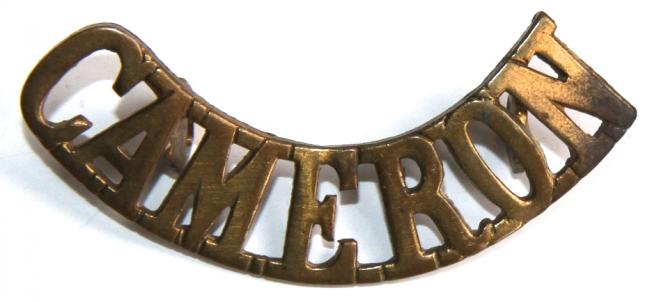 WW1 CAMERON BRASS SHOULDER TITLE