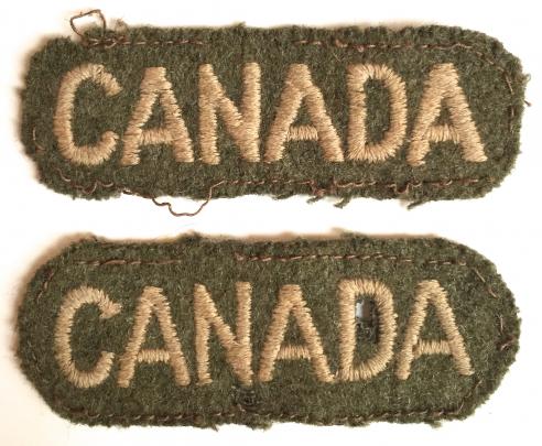 WW1 CANADA SHOULDER TITLE PAIR