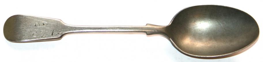 ROYAL SCOTS SOLDIERS SPOON WITH ARMY NUMBER.