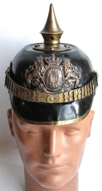 WW1 BAVARIAN NCO'S PICKLEHAUBE - NAMED & UNIT MKD