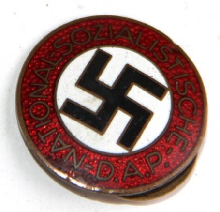 GERMAN 3RD REICH NSDAP MEMBER’S BADGE BY RUDOLF REILING - BUTTON HOLE