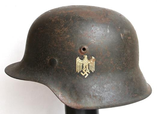 GERMAN WW2 M42 ARMY SINGLE DECAL HELMET -  K.I.A.