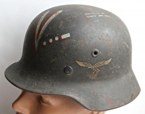 WW2 GERMAN LUFTWAFFE M40 - VET ART FORMER CHICKEN WIRE HELMET - ATTRIBUTED