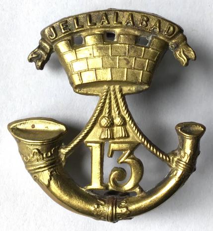 13TH OF FOOT ( SOMERSET ) VICTORIAN O/R'S BRASS CAP BADGE.