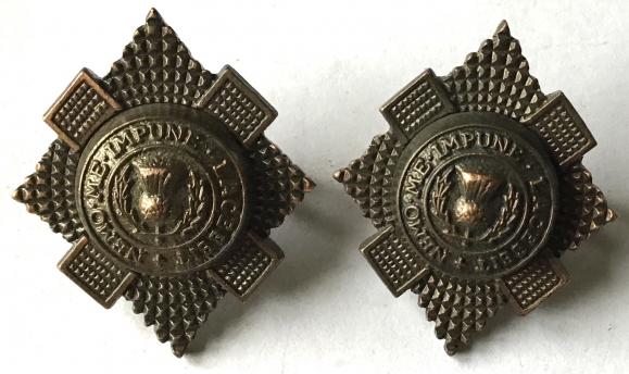 ROYAL SCOTS OFFICERS BRONZE COLLAR PAIR