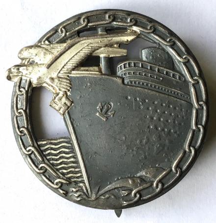 WW2 GERMAN KREIGSMARINE BLOCKADE RUNNER BADGE - SCHWERIN