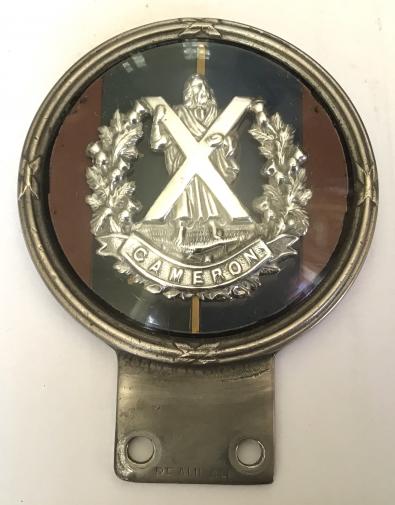 (QUEENS OWN) CAMERON HIGHLANDERS. - CAR MASCOT/ BUMPER BADGE