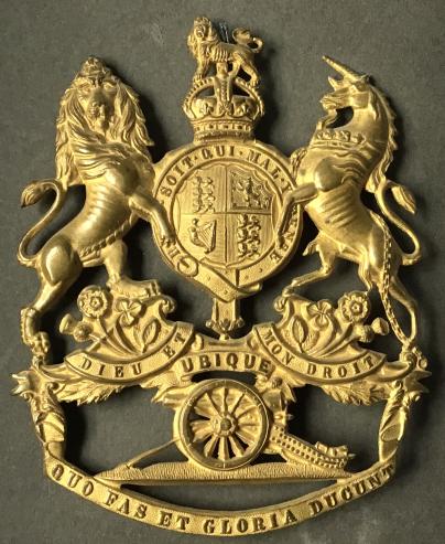 ROYAL ARTILLERY OFFICERS GILDED HELMET PLATE - WW1