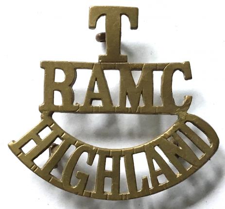 T RAMC HIGHLAND BRASS SHOULDER TITLE 