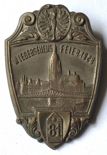 GERMAN INTER WAR REICHSWEHR PERIOD -  RGT. 81 RALLY BADGE 