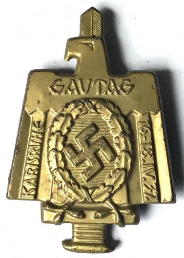 WW2 GERMAN 1937 KARLSRUHE DAY BADGE