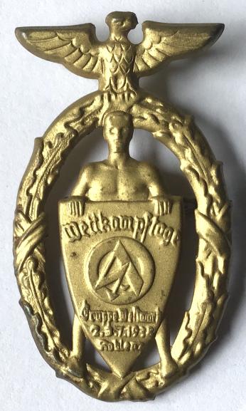 WW2 GERMAN 1938 SA SPORTS CAMP DAY BADGE