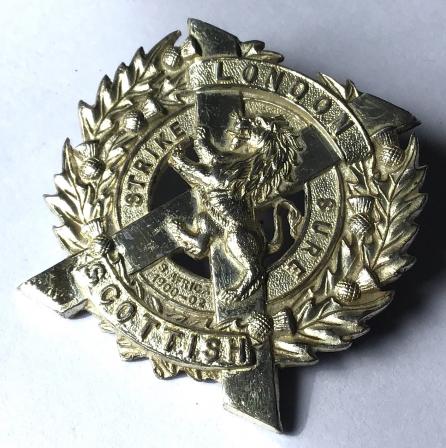 LONDON SCOTTISH - OFFICERS CAST SILVER SPORRAN BADGE