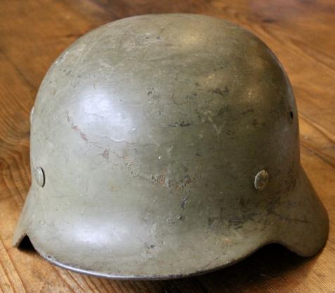 WW2 GERMAN M35  PEA GREEN CAMO HELMET - DAK / SUD FRONT