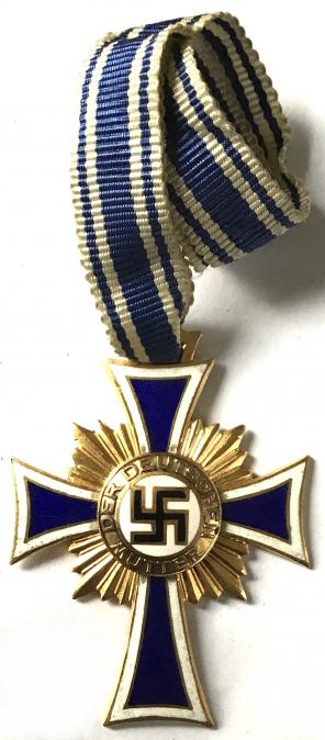 WW2 GERMAN MOTHER CROSS GOLD AWARD WITH ORIGINAL RIBBON