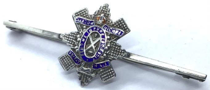 Ww1 9TH H.L.I. (HIGHLAND LIGHT INFANTRY) SILVER & ENAMEL BAR  BROOCH