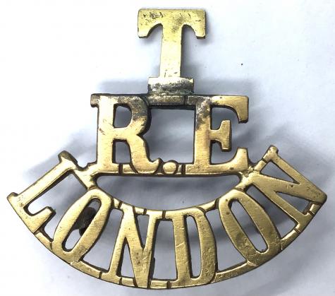 WW1 ROYAL ENGINEERS - T.R.E. LONDON SHOULDER TITLE