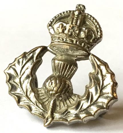 CAMERON HIGHLANDERS OFFICERS SILVER PLATED COLLAR BADGE