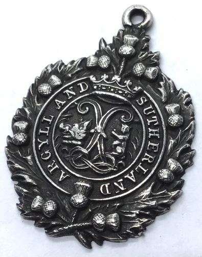 WW1 ARGYLL & SUTHERLAND HIGHLANDERS SILVER FOB / PENDANT 