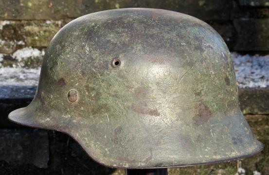 GERMAN M42 HELMET - GREEN CAMO - AMERICAN VET BRING BACK