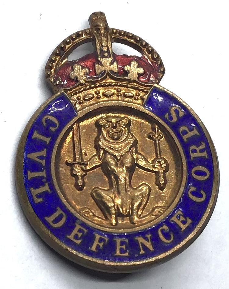 WW2 CIVIL DEFENCE CORPS ENAMEL LAPEL BADGE