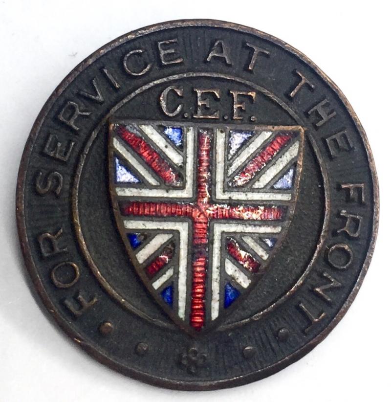 WW1 CANADIAN C.E.F. FRONT SERVICE LAPEL BADGE - NO. 397219