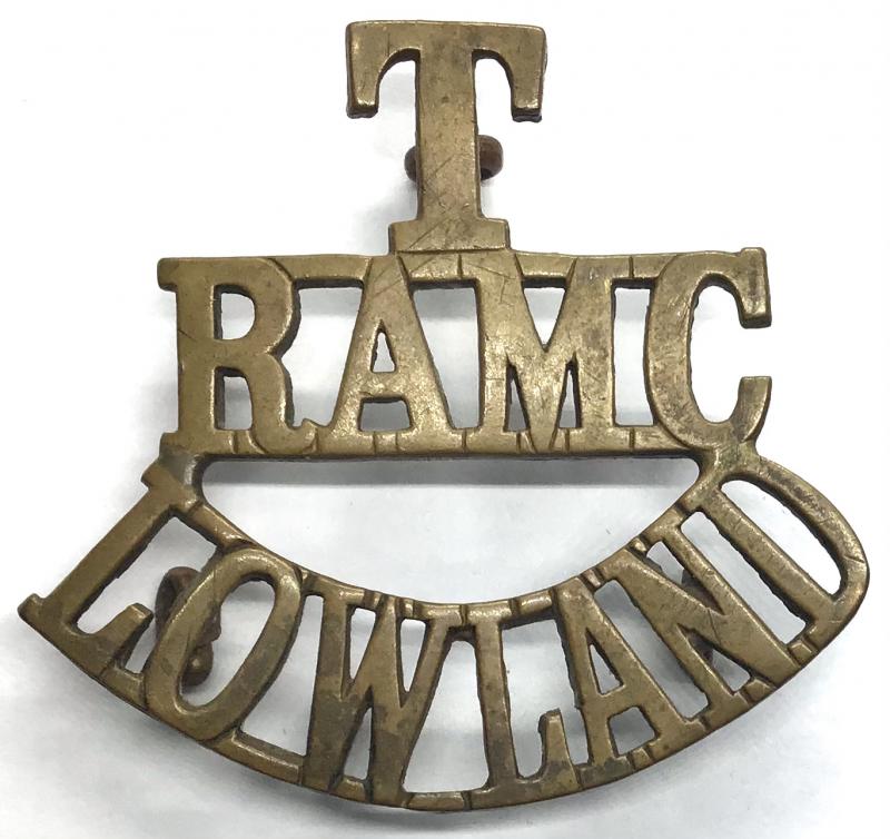 WW1 T. RAMC LOWLAND  BRASS SHOULDER TITLE