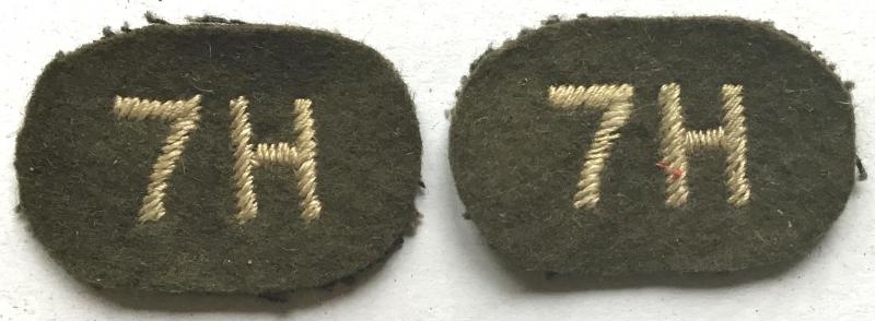 WW2 7TH HUSSARS SHOULDER TITLE PAIR