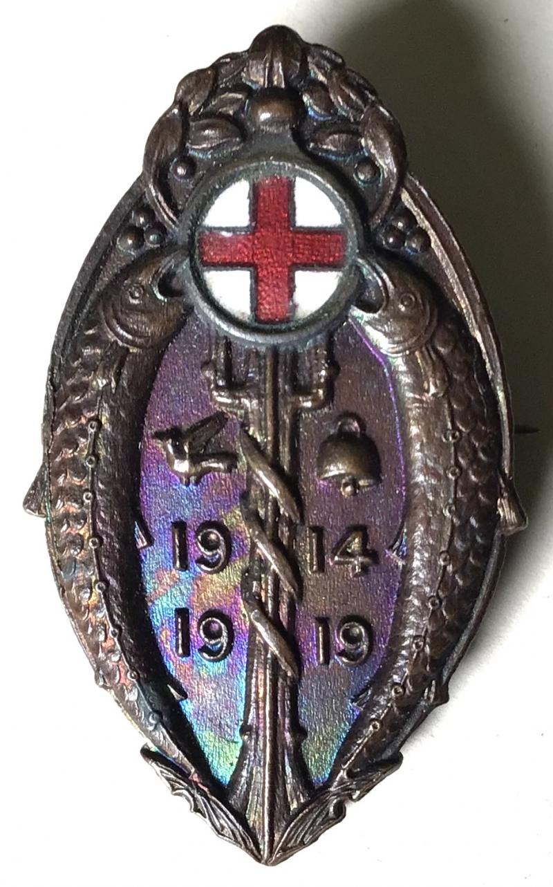 WW1 - GLASGOW RED CROSS NURSING  BRONZE/ENAMEL BADGE - SORLEY