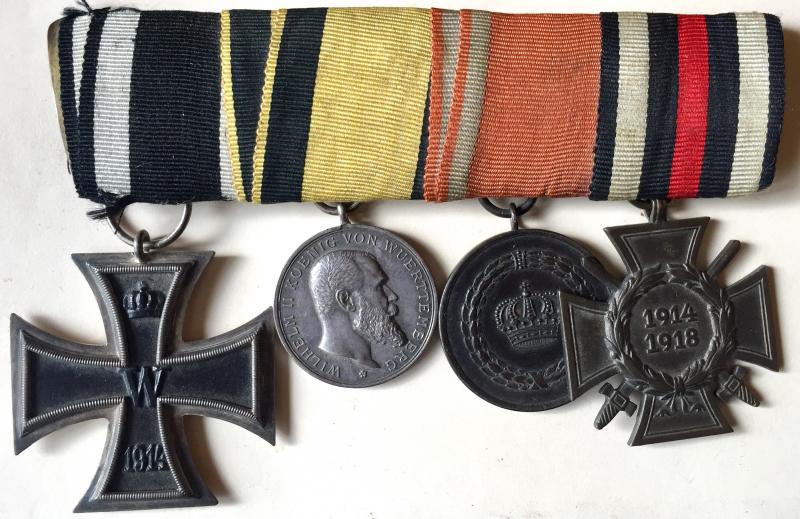 WW1 GERMAN MOUNTED GROUP OF 4 MEDAL SET