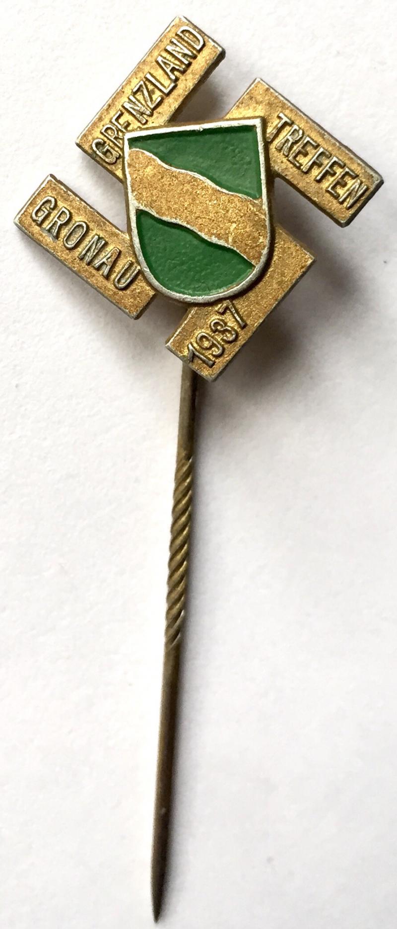 GERMAN 3RD REICH 1937 GRENZLAND GRONAU TREFFEN STICK PIN