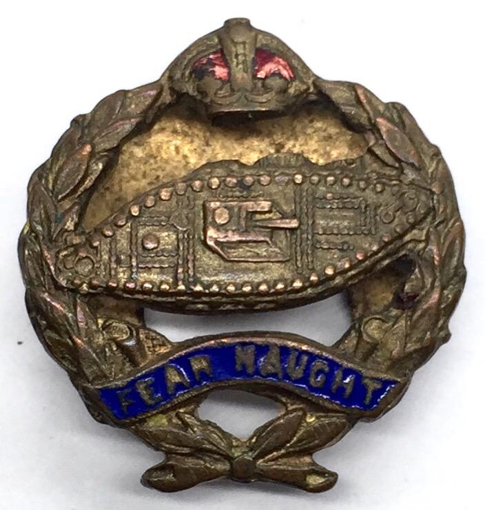 WW2 BRASS & ENAMEL TANK LAPEL BADGE