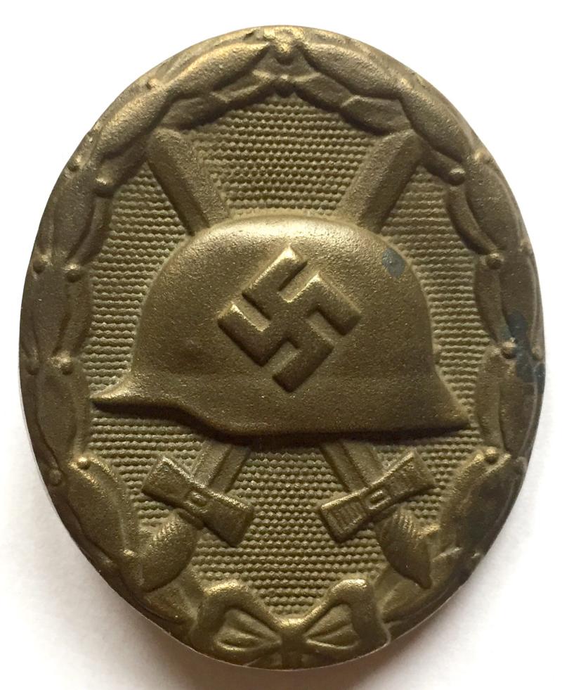 WW2 GERMAN BLACK WOUND BADGE - DAK - TAN PAINTED FINISH