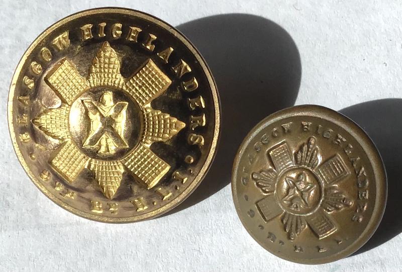 H.L.I. GLASGOW HIGHLANDERS BUTTONS x 2