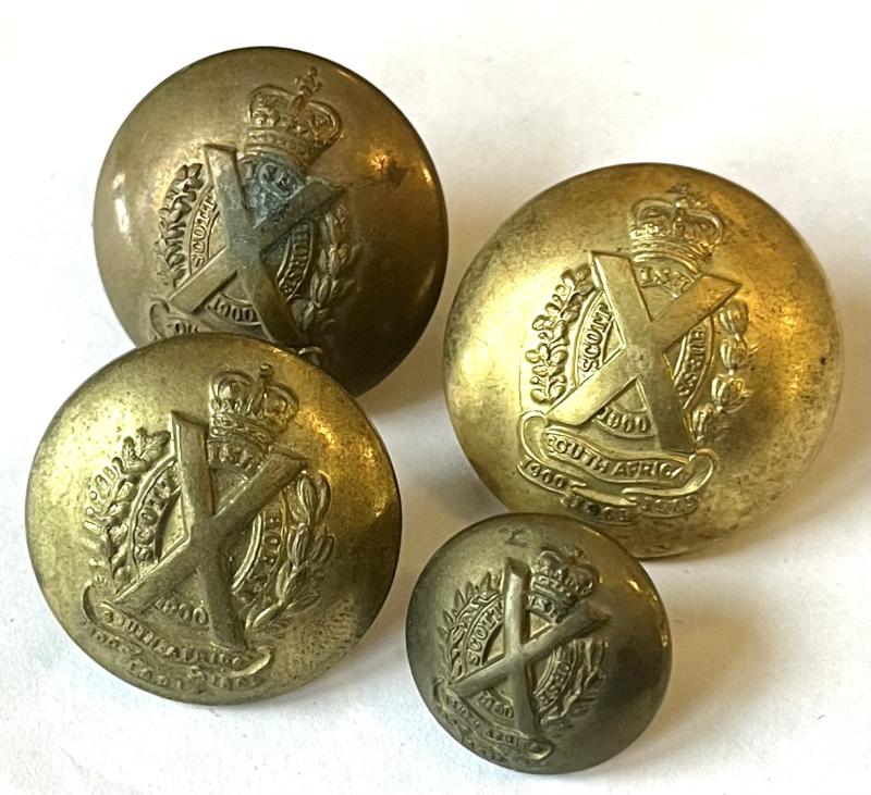 WW1 SCOTTISH HORSE BRASS TUNIC BUTTONS X 4