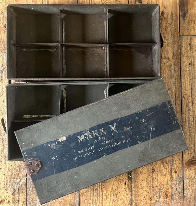 WW1 - MARK V WHIPPET TANK HOTCHKISS AMMUNITION BOX & ONE WITHOUT LID (2)