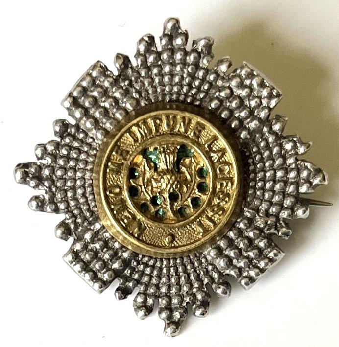 SCOTS GUARDS STERLING SILVER FORAGE CAP BADGE