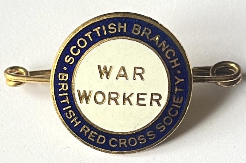 WW2 SCOTTISH RED CROSS - WAR WORKERS BADGE - ATTRIBUTED