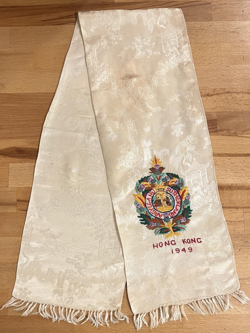 ARGYLL & SUTHERLAND HLDRS. EMBROIDERED SILK SCARF